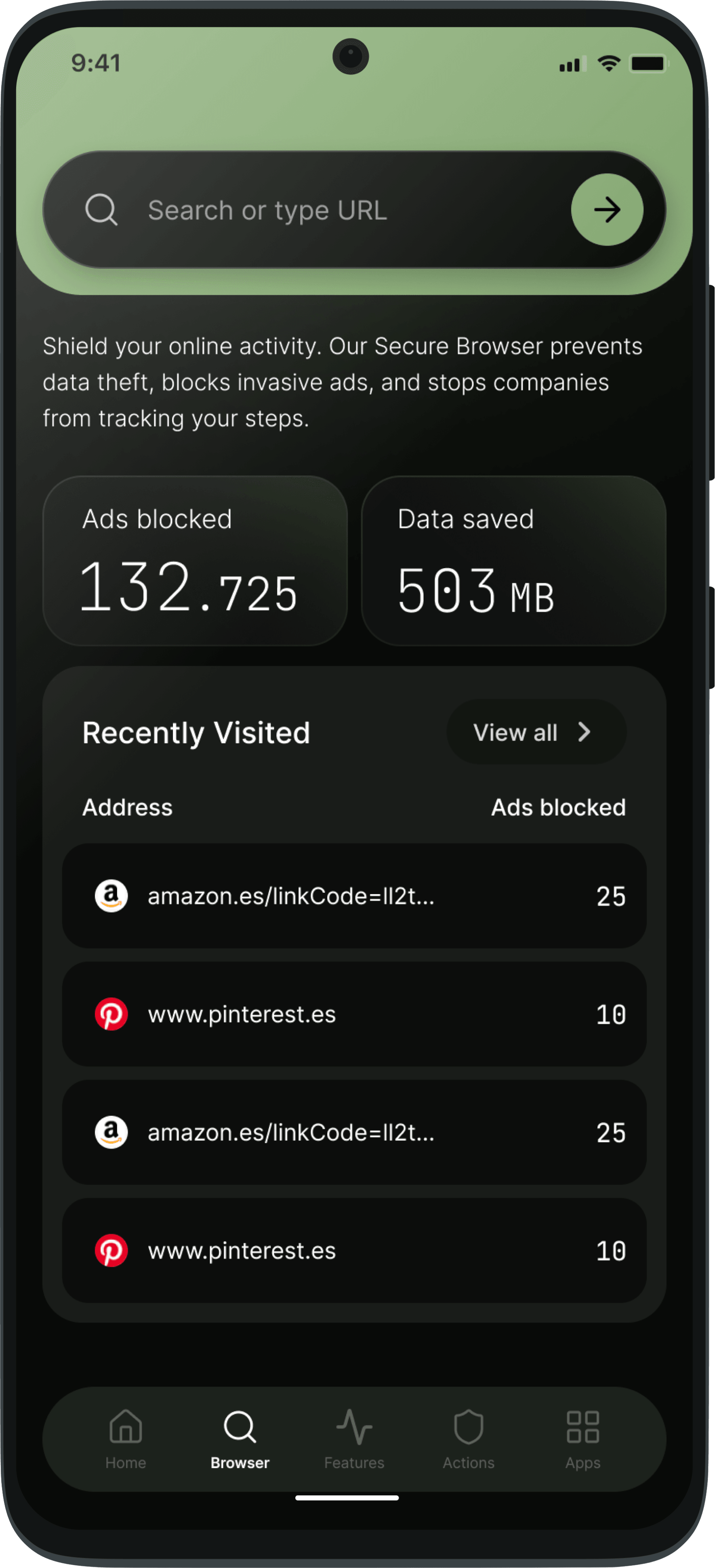 netSamurai secure browsing screen